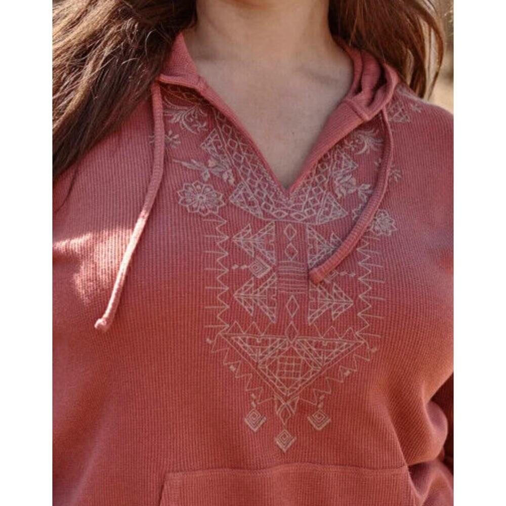 J. Jill Southwestern Ribbed Drawstring Salmon Colored Ribbed Top Size XL